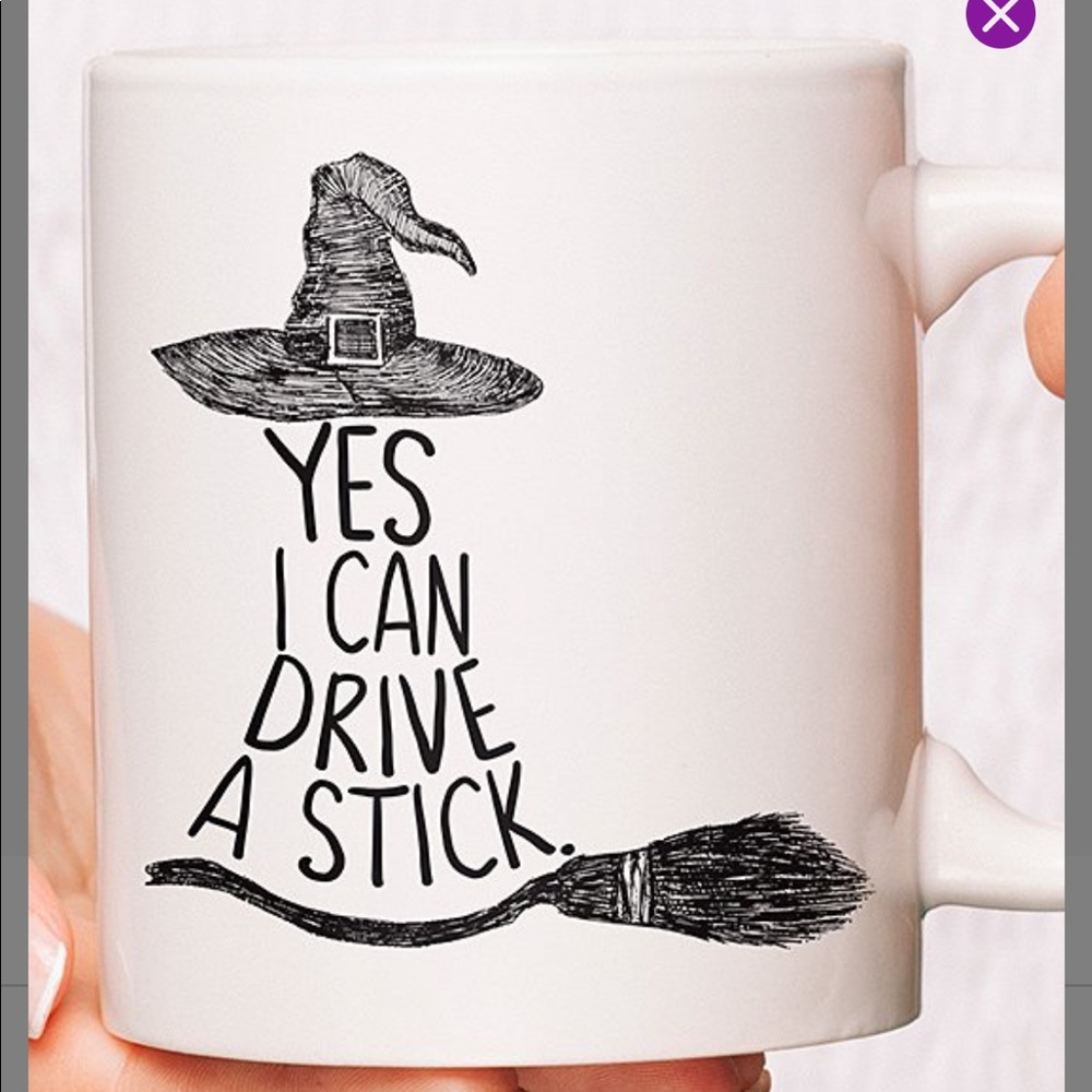 Hey Sabby Me-“Yes, I can Drive a Stick” broomstick 15oz ceramic mug-NEW packaged